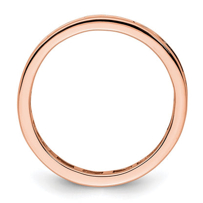 Solid Real 14k Rose Gold Polished 1ct Channel Set CZ Eternity Wedding Band Ring