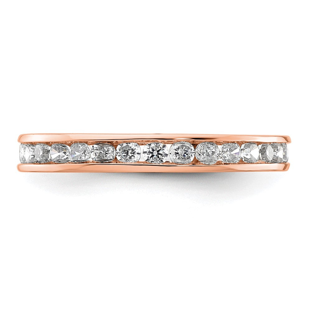 Solid Real 14k Rose Gold Polished 1ct Channel Set CZ Eternity Wedding Band Ring