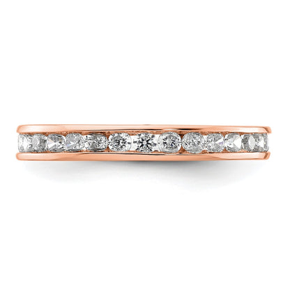 Solid Real 14k Rose Gold Polished 1ct Channel Set CZ Eternity Wedding Band Ring