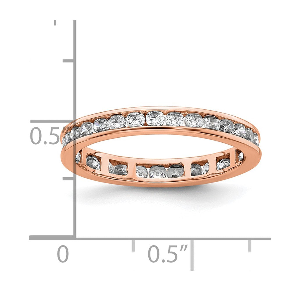 Solid Real 14k Rose Gold Polished 1ct Channel Set CZ Eternity Wedding Band Ring