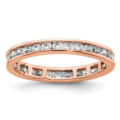 Solid Real 14k Rose Gold Polished 1ct Channel Set CZ Eternity Wedding Band Ring