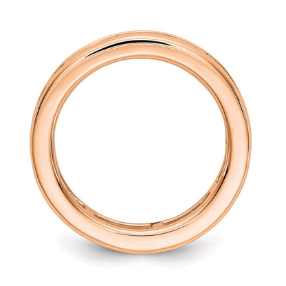Solid Real 14k Rose Gold Polished 2ct Channel Set CZ Eternity Wedding Band Ring