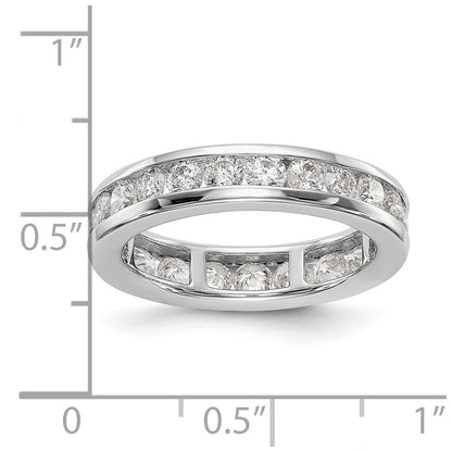 Solid Real 14k White Gold Polished 2ct Channel Set CZ Eternity Wedding Band Ring