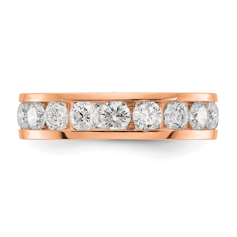 Solid Real 14k Rose Gold Polished 3ct Channel Set CZ Eternity Wedding Band Ring