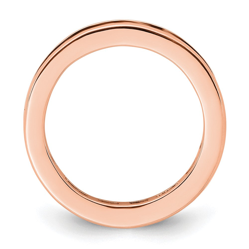 Solid Real 14k Rose Gold Polished 1ct Princess Channel Set CZ Eternity Wedding Band Ring