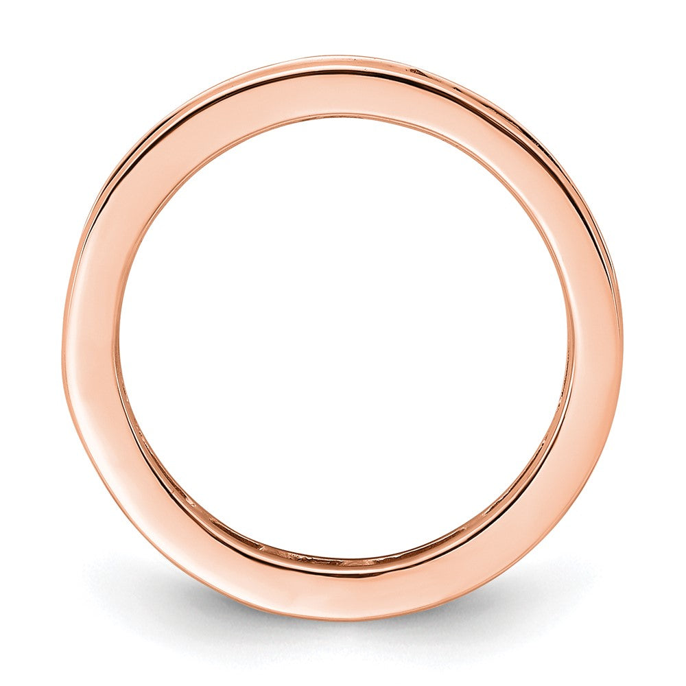 Solid Real 14k Rose Gold Polished 1ct Princess Channel Set CZ Eternity Wedding Band Ring