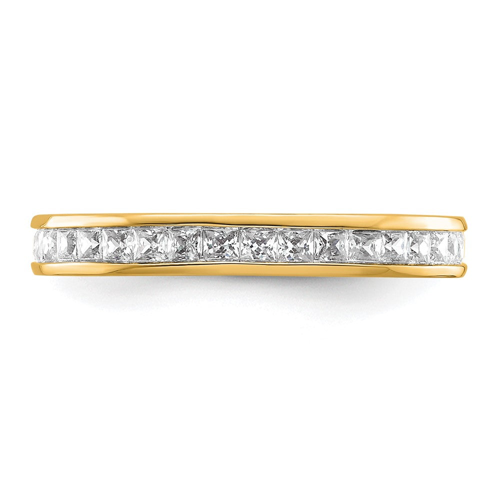 Solid Real 14k Polished 1ct Princess Channel Set CZ Eternity Wedding Band Ring