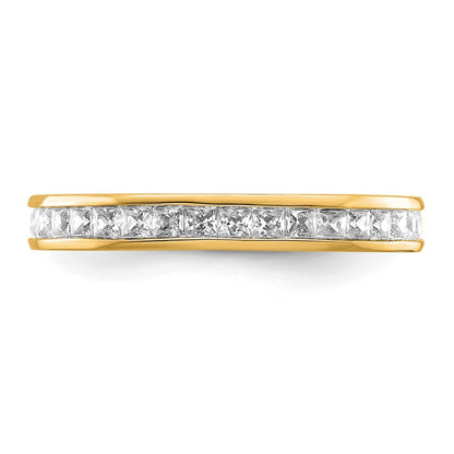 Solid Real 14k Polished 1ct Princess Channel Set CZ Eternity Wedding Band Ring