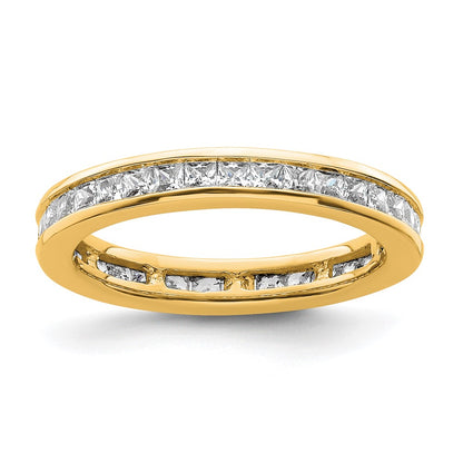 Solid Real 14k Polished 1ct Princess Channel Set CZ Eternity Wedding Band Ring