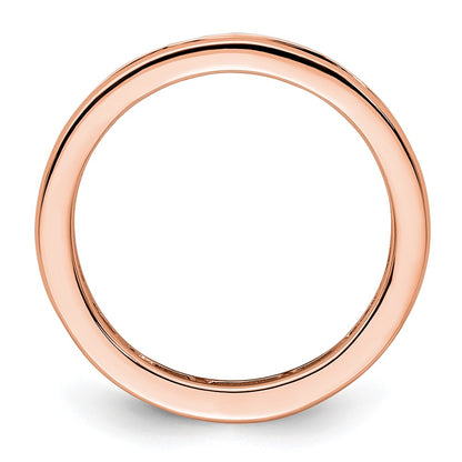 Solid Real 14k Rose Gold Polished 1ct Princess Channel Set CZ Eternity Wedding Band Ring