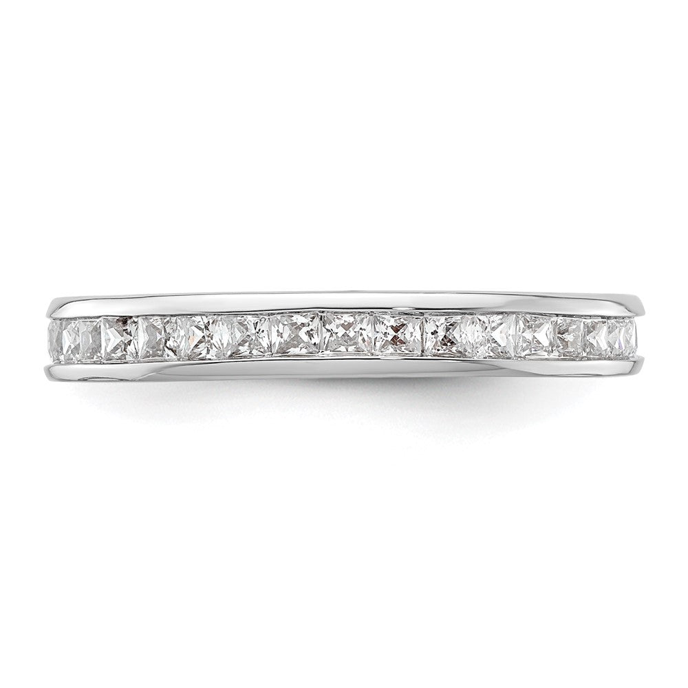 Solid Real 14k White Gold Polished 1ct Princess Channel Set CZ Eternity Wedding Band Ring