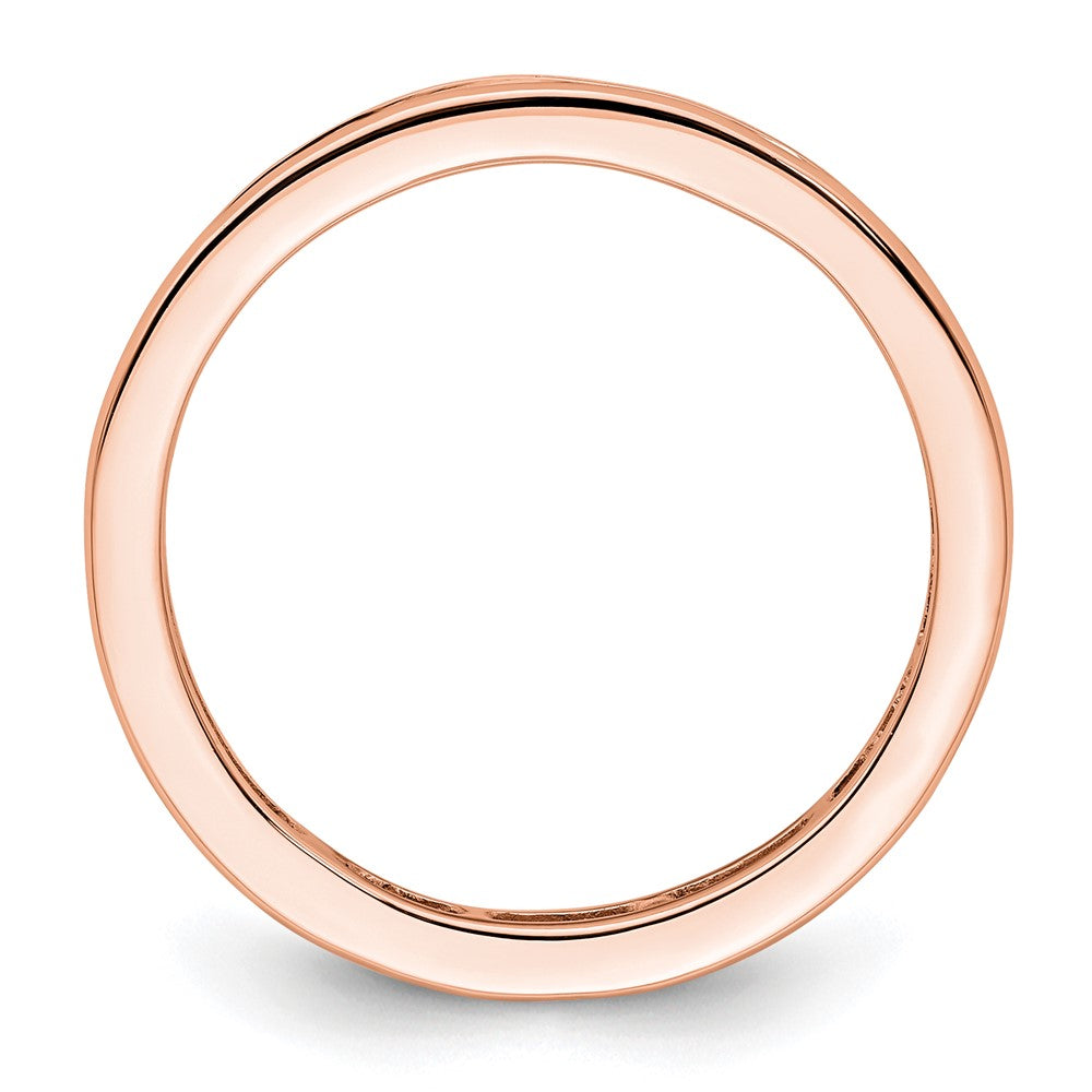 Solid Real 14k Rose Gold Polished 1ct Princess Channel Set CZ Eternity Wedding Band Ring