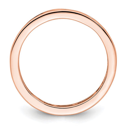 Solid Real 14k Rose Gold Polished 1ct Princess Channel Set CZ Eternity Wedding Band Ring