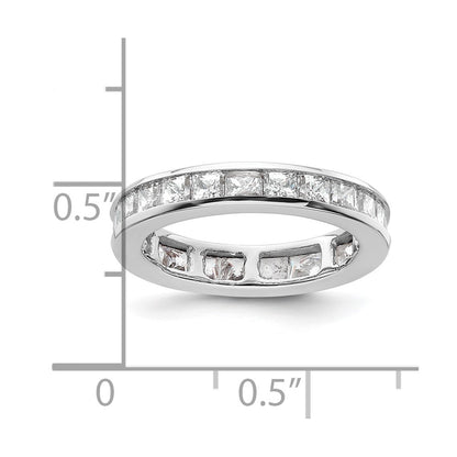 Solid Real 14k White Gold Polished 2ct Princess Channel Set CZ Eternity Wedding Band Ring