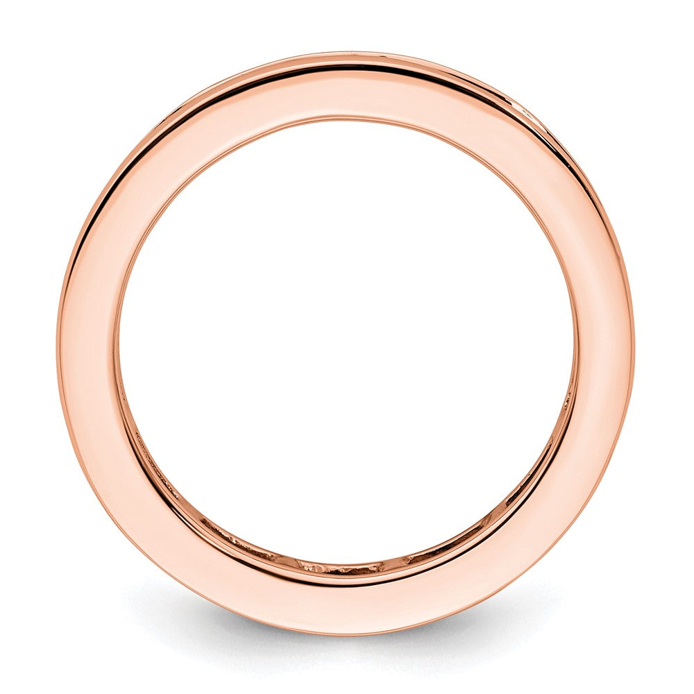Solid Real 14k Rose Gold Polished 2ct Princess Channel Set CZ Eternity Wedding Band Ring