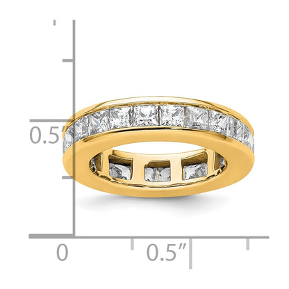 Solid Real 14k Polished 3ct Princess Channel Set CZ Eternity Wedding Band Ring