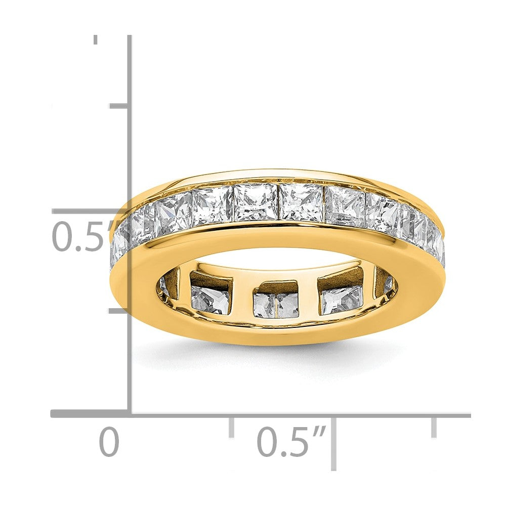 Solid Real 14k Polished 3ct Princess Channel Set CZ Eternity Wedding Band Ring