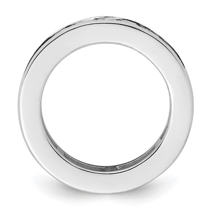 Solid Real 14k White Gold Polished 3ct Princess Channel Set CZ Eternity Wedding Band Ring