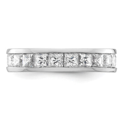 Solid Real 14k White Gold Polished 3ct Princess Channel Set CZ Eternity Wedding Band Ring