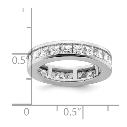 Solid Real 14k White Gold Polished 3ct Princess Channel Set CZ Eternity Wedding Band Ring