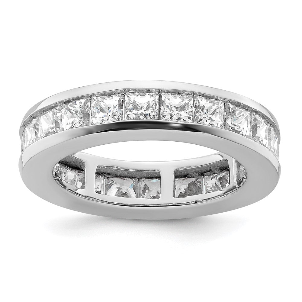Solid Real 14k White Gold Polished 3ct Princess Channel Set CZ Eternity Wedding Band Ring