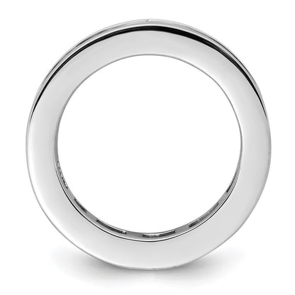 Solid Real 14k White Gold Polished 3ct Princess Channel Set CZ Eternity Wedding Band Ring