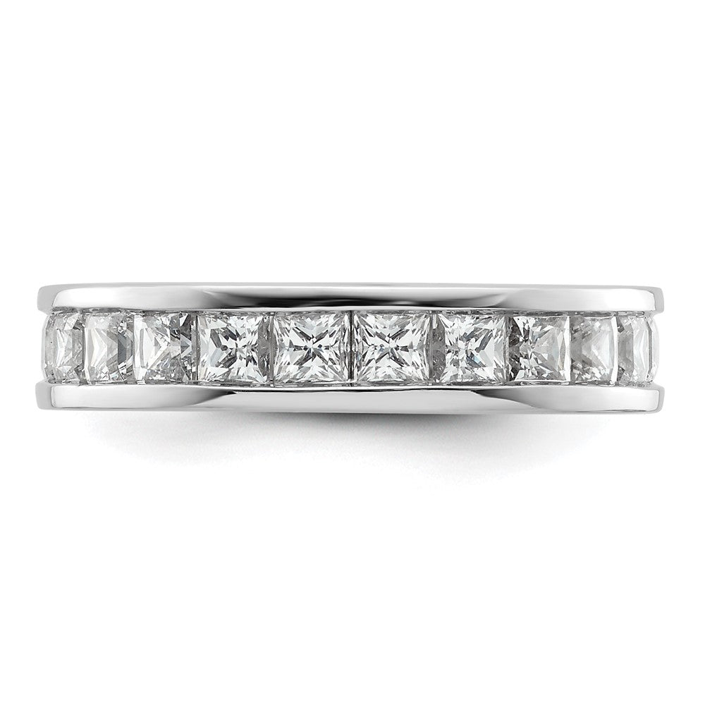 Solid Real 14k White Gold Polished 3ct Princess Channel Set CZ Eternity Wedding Band Ring