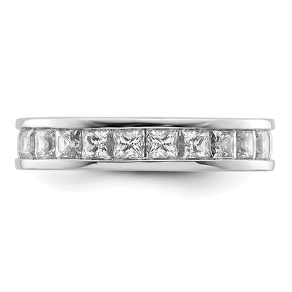 Solid Real 14k White Gold Polished 3ct Princess Channel Set CZ Eternity Wedding Band Ring