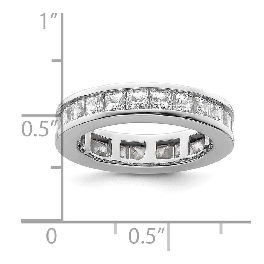 Solid Real 14k White Gold Polished 3ct Princess Channel Set CZ Eternity Wedding Band Ring