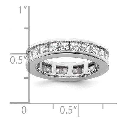 Solid Real 14k White Gold Polished 3ct Princess Channel Set CZ Eternity Wedding Band Ring