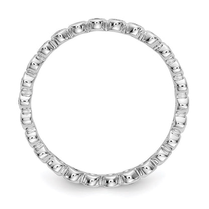 Solid Real 14k White Gold Polished 1/3ct Bezel Set CZ Eternity Wedding Band Ring