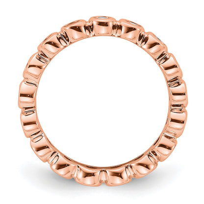 Solid Real 14k Rose Gold Polished 1/2ct Bezel Set CZ Eternity Wedding Band Ring