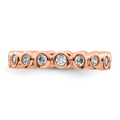 Solid Real 14k Rose Gold Polished 1/2ct Bezel Set CZ Eternity Wedding Band Ring