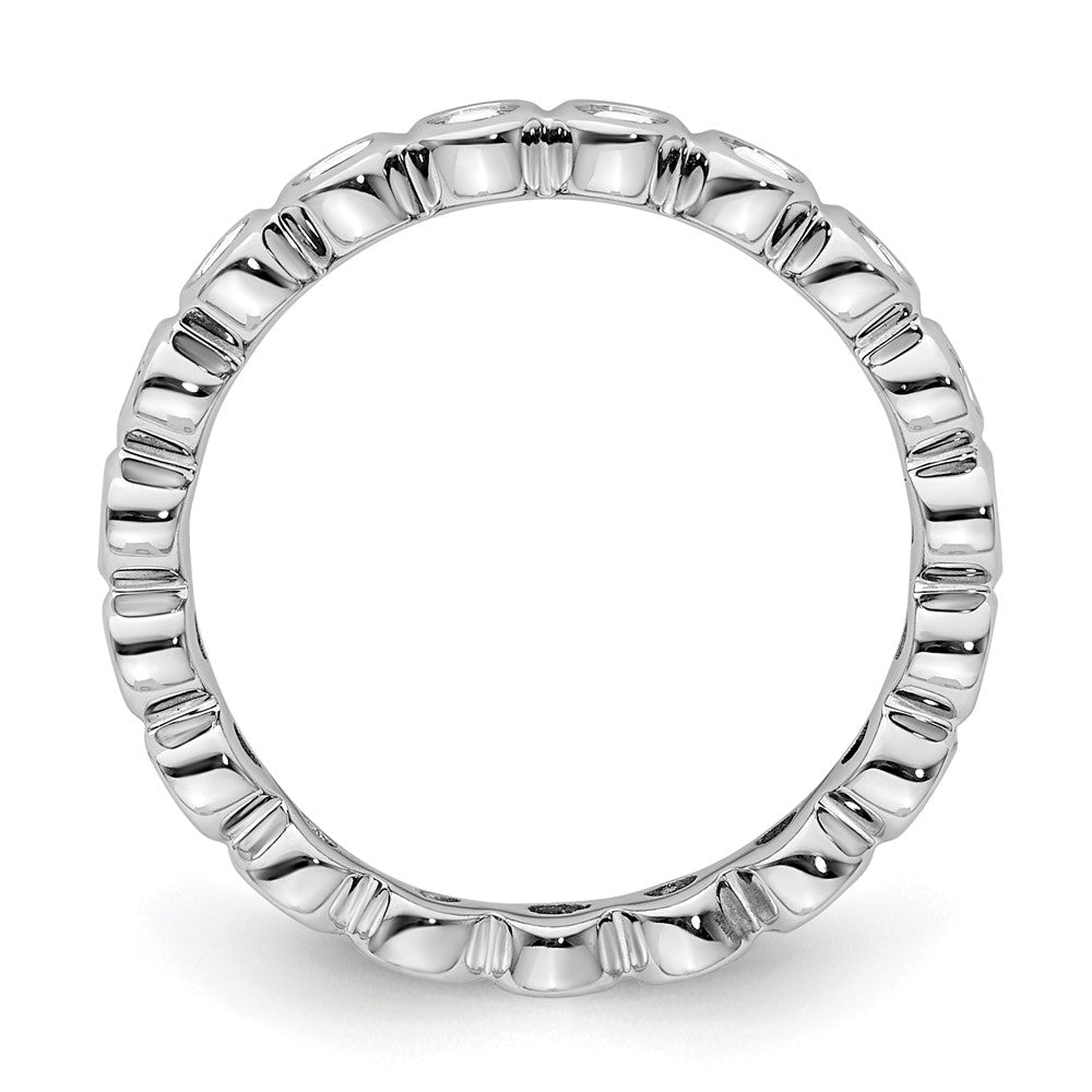Solid Real 14k White Gold Polished 1/2ct Bezel Set CZ Eternity Wedding Band Ring