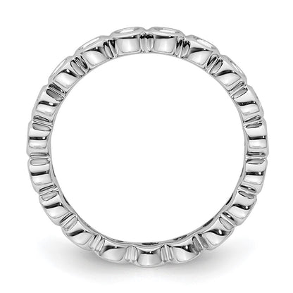 Solid Real 14k White Gold Polished 1/2ct Bezel Set CZ Eternity Wedding Band Ring