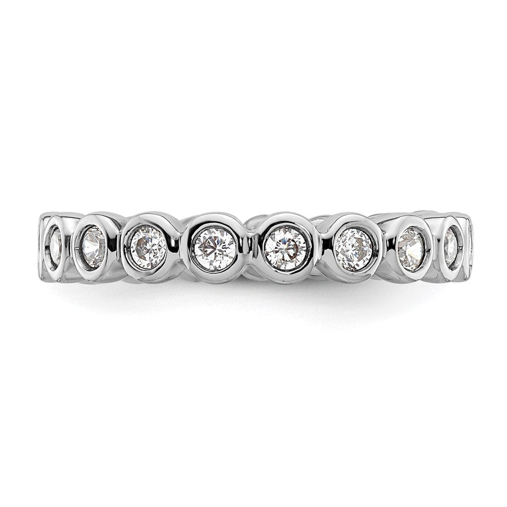 Solid Real 14k White Gold Polished 1/2ct Bezel Set CZ Eternity Wedding Band Ring