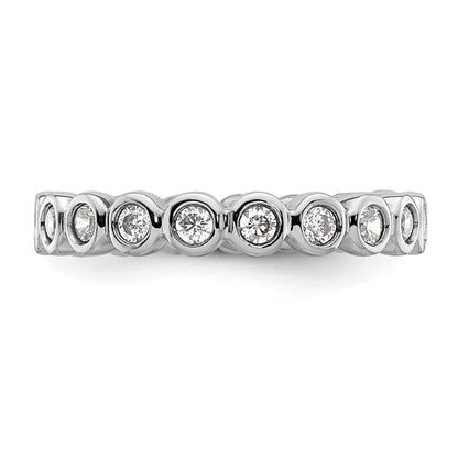 Solid Real 14k White Gold Polished 1/2ct Bezel Set CZ Eternity Wedding Band Ring