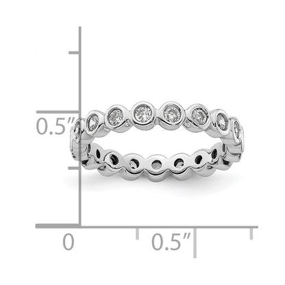 Solid Real 14k White Gold Polished 1/2ct Bezel Set CZ Eternity Wedding Band Ring