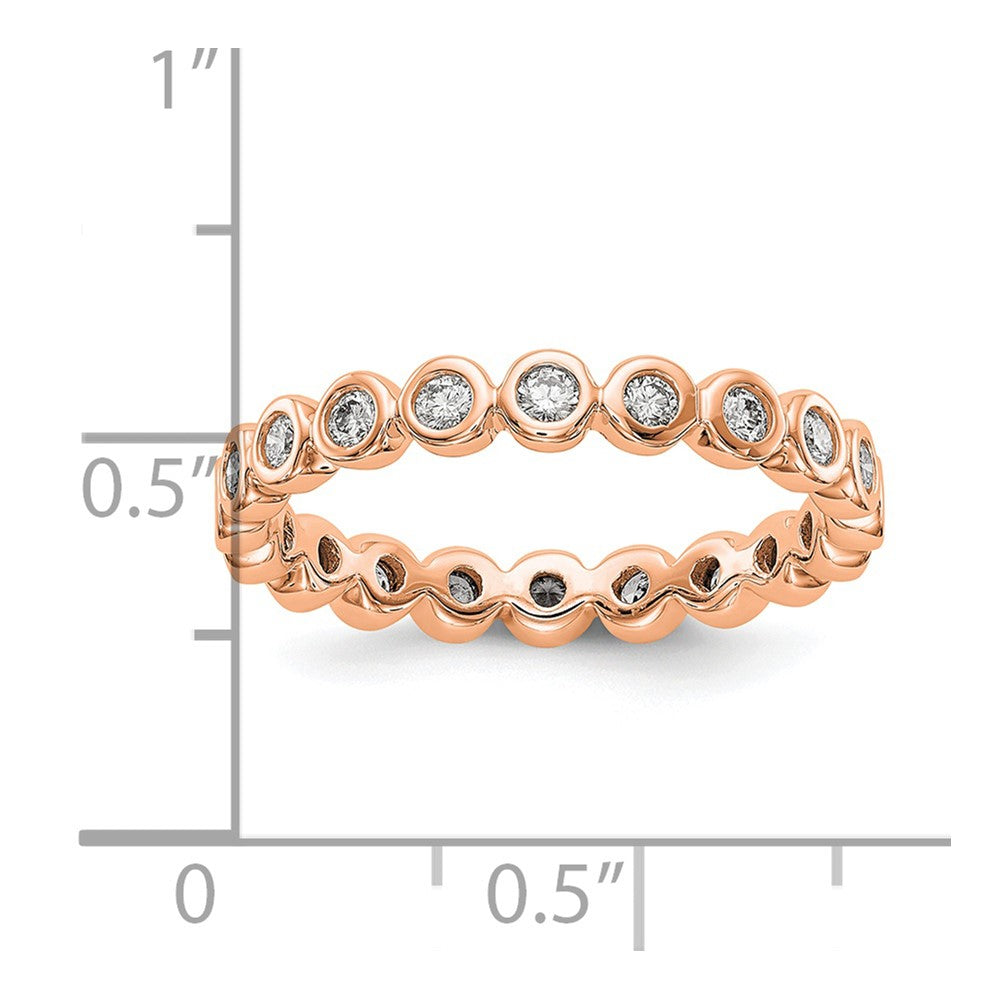 Solid Real 14k Rose Gold Polished 1/2ct Bezel Set CZ Eternity Wedding Band Ring