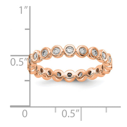 Solid Real 14k Rose Gold Polished 1/2ct Bezel Set CZ Eternity Wedding Band Ring