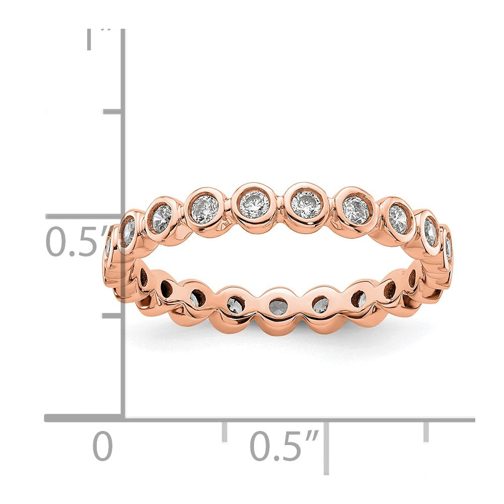 Solid Real 14k Rose Gold Polished 1/2ct Bezel Set CZ Eternity Wedding Band Ring