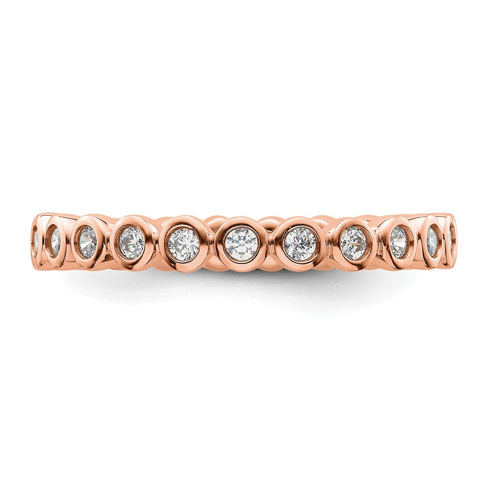 Solid Real 14k Rose Gold Polished 1/2ct Bezel Set CZ Eternity Wedding Band Ring