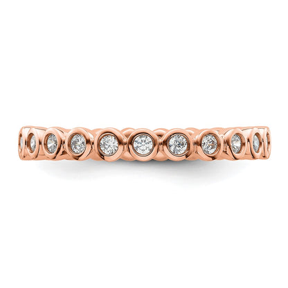 Solid Real 14k Rose Gold Polished 1/2ct Bezel Set CZ Eternity Wedding Band Ring