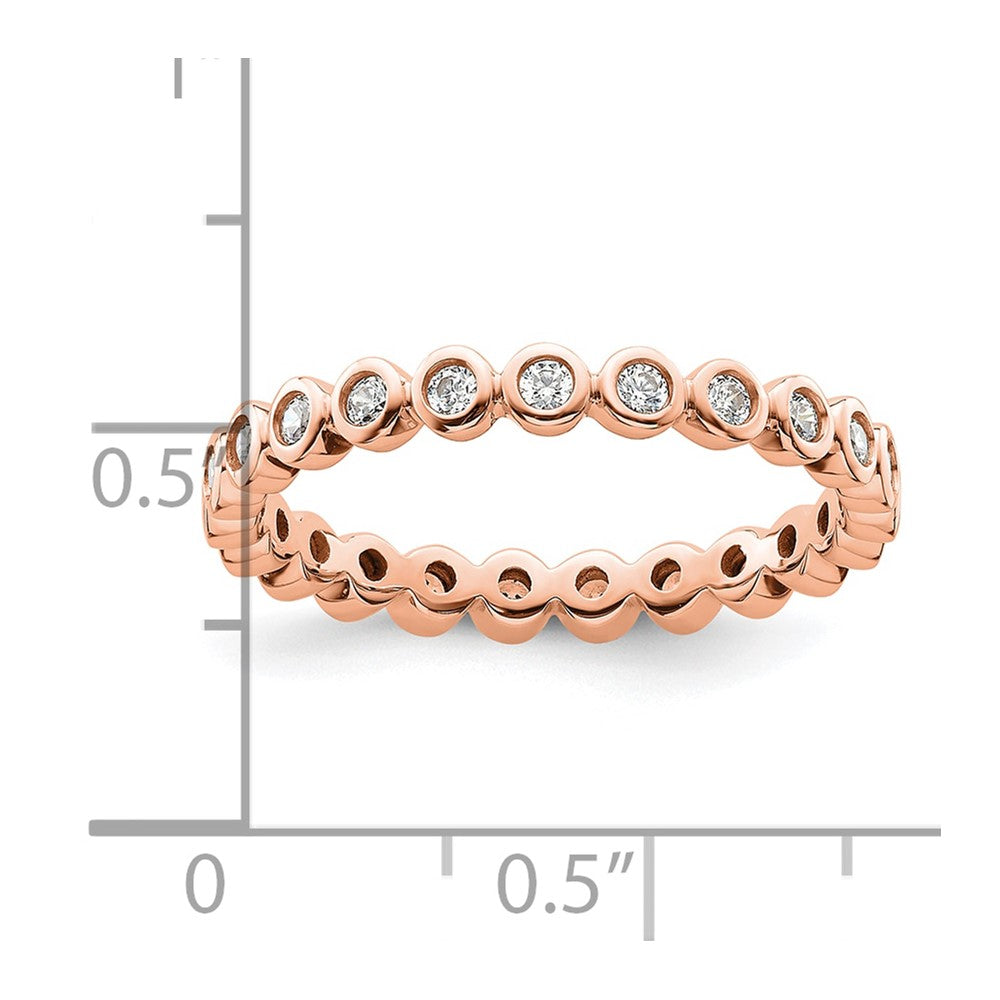 Solid Real 14k Rose Gold Polished 1/2ct Bezel Set CZ Eternity Wedding Band Ring