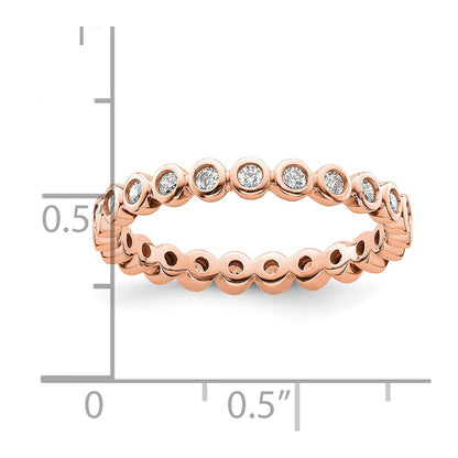 Solid Real 14k Rose Gold Polished 1/2ct Bezel Set CZ Eternity Wedding Band Ring