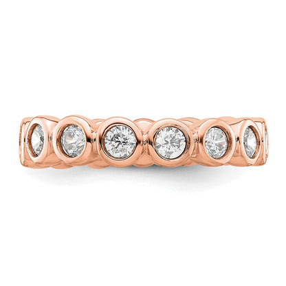 Solid Real 14k Rose Gold Polished 1ct Bezel Set CZ Eternity Wedding Band Ring