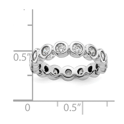 Solid Real 14k White Gold Polished 1ct Bezel Set CZ Eternity Wedding Band Ring