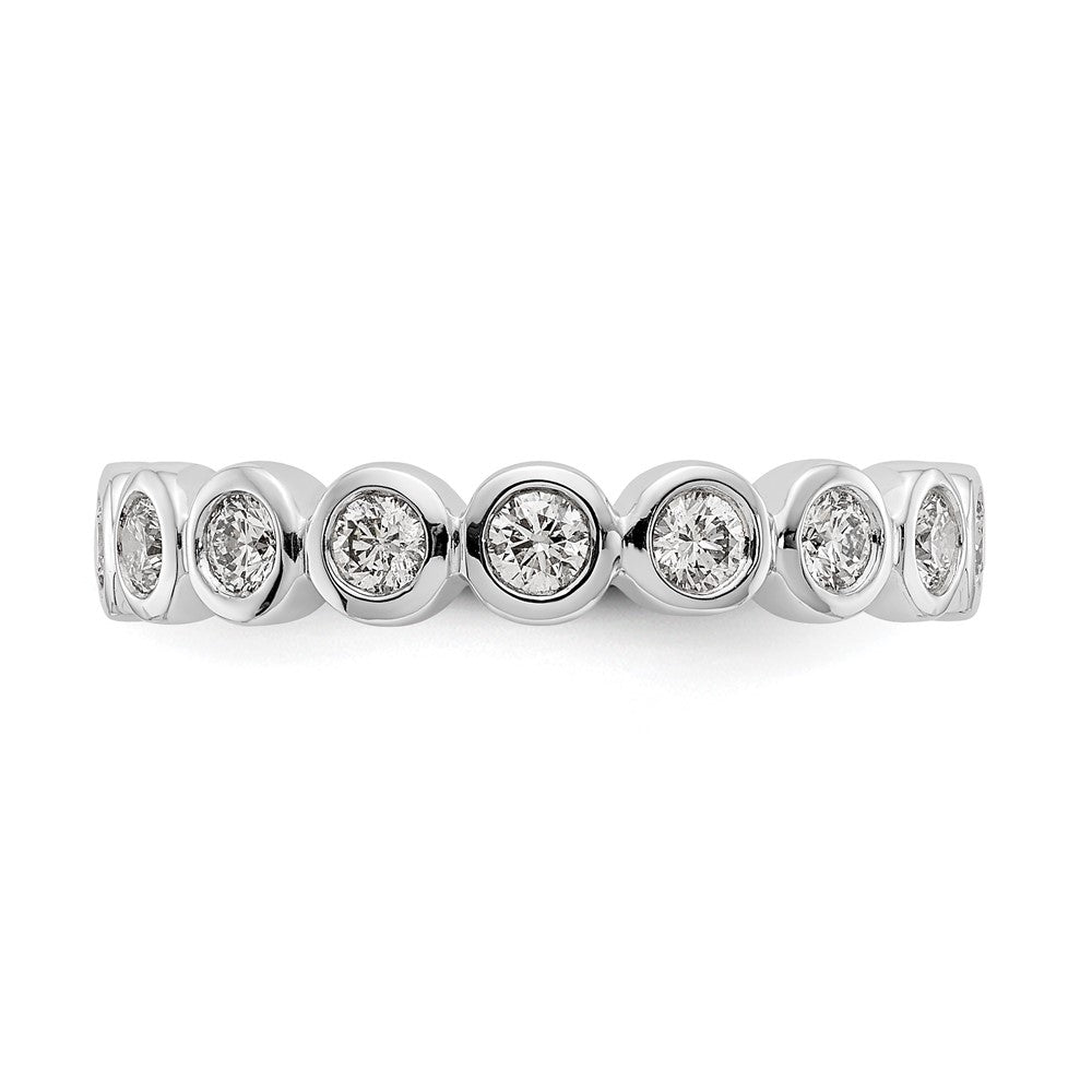 Solid Real 14k White Gold Polished 1ct Bezel Set CZ Eternity Wedding Band Ring
