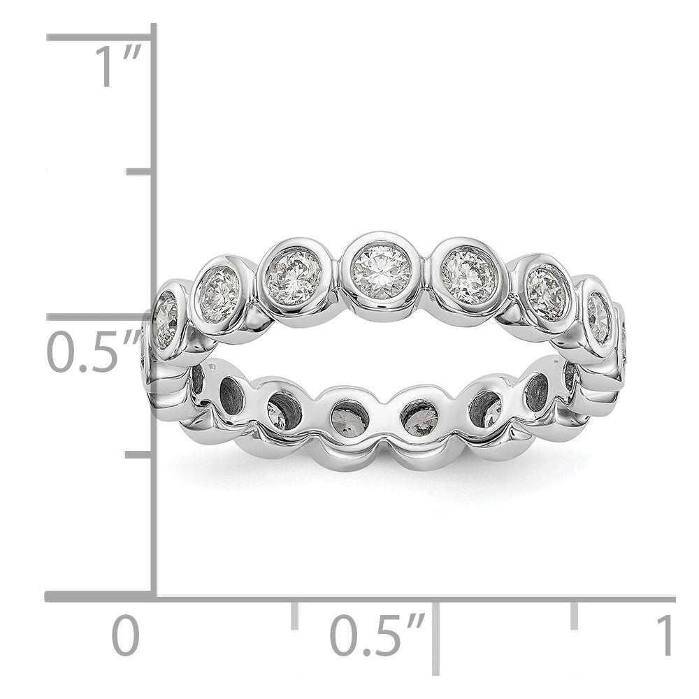 Solid Real 14k White Gold Polished 1ct Bezel Set CZ Eternity Wedding Band Ring