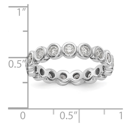 Solid Real 14k White Gold Polished 1ct Bezel Set CZ Eternity Wedding Band Ring